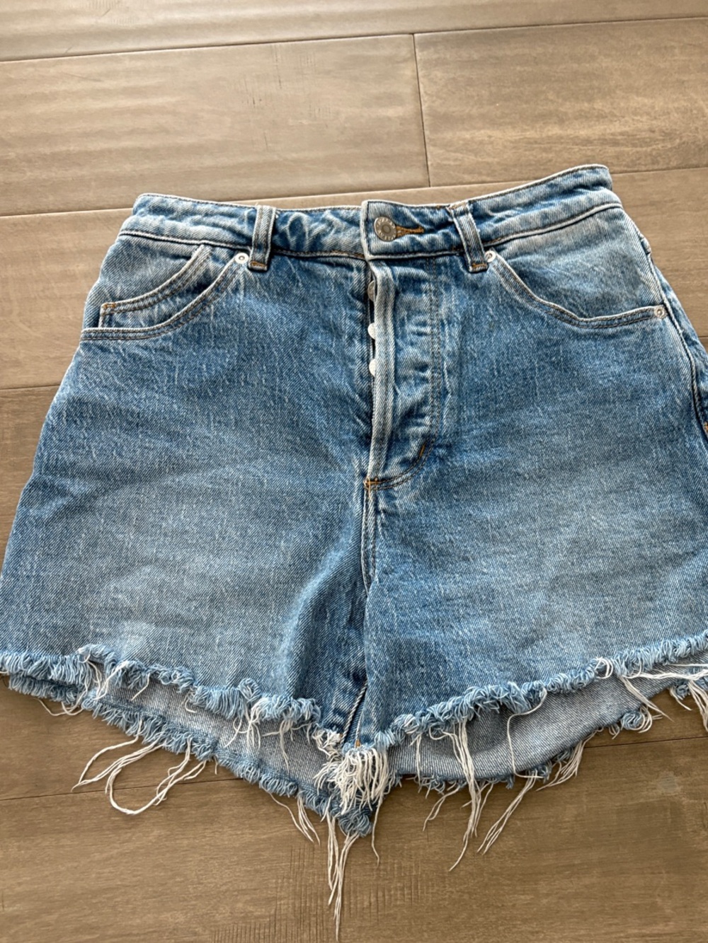 ROLLA'S Light Blue Distressed High-Rise Denim Shorts